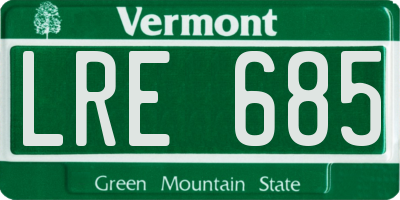 VT license plate LRE685