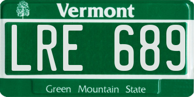 VT license plate LRE689
