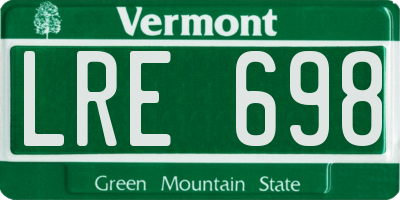 VT license plate LRE698