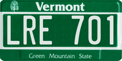 VT license plate LRE701