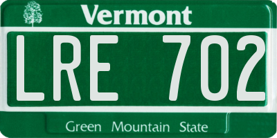 VT license plate LRE702