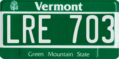 VT license plate LRE703