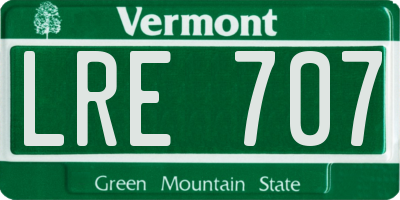VT license plate LRE707