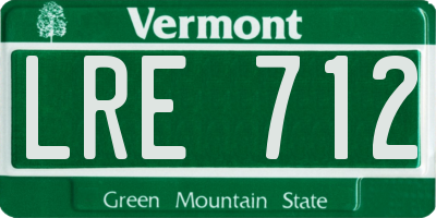 VT license plate LRE712