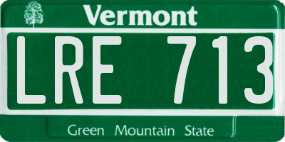 VT license plate LRE713