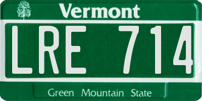 VT license plate LRE714