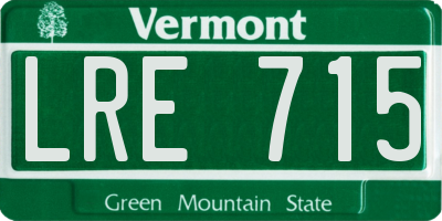 VT license plate LRE715