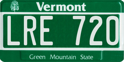 VT license plate LRE720