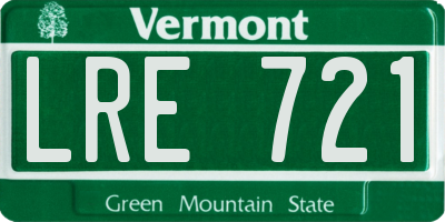 VT license plate LRE721