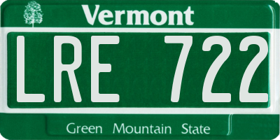 VT license plate LRE722