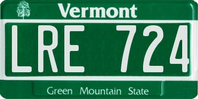 VT license plate LRE724