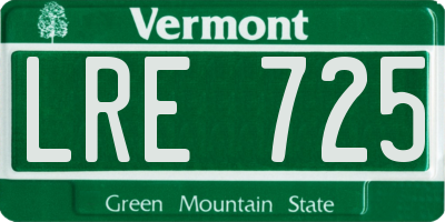 VT license plate LRE725