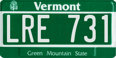 VT license plate LRE731