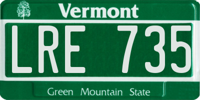 VT license plate LRE735