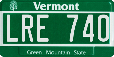 VT license plate LRE740