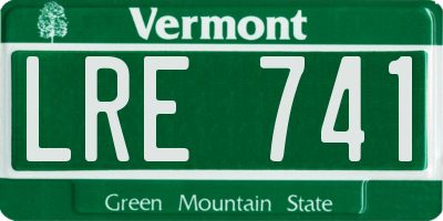 VT license plate LRE741