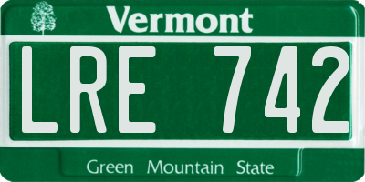 VT license plate LRE742