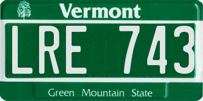 VT license plate LRE743