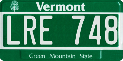 VT license plate LRE748