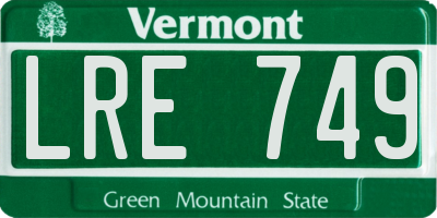 VT license plate LRE749