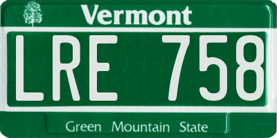 VT license plate LRE758