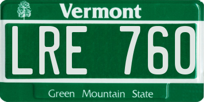 VT license plate LRE760