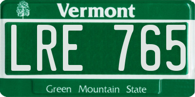 VT license plate LRE765