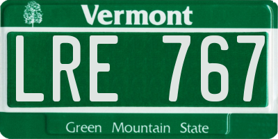 VT license plate LRE767