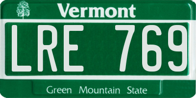 VT license plate LRE769