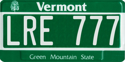 VT license plate LRE777