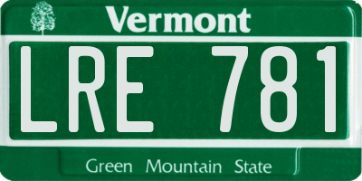 VT license plate LRE781