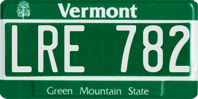 VT license plate LRE782