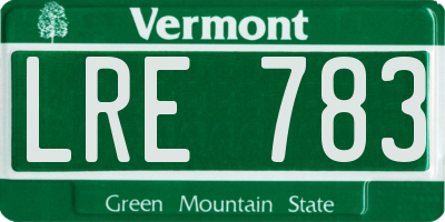 VT license plate LRE783