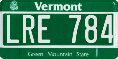 VT license plate LRE784