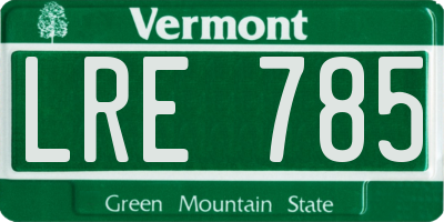VT license plate LRE785
