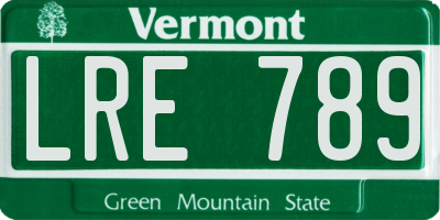 VT license plate LRE789