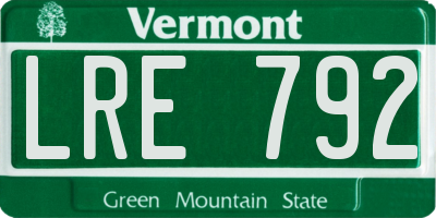 VT license plate LRE792