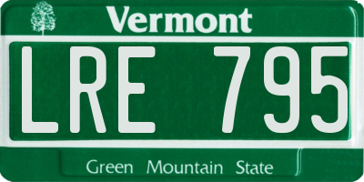VT license plate LRE795