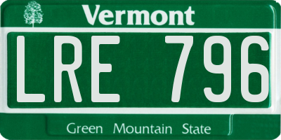VT license plate LRE796