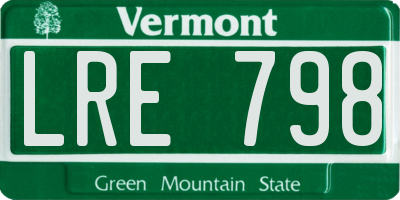 VT license plate LRE798