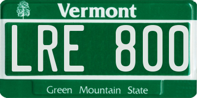 VT license plate LRE800