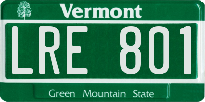 VT license plate LRE801