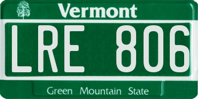 VT license plate LRE806