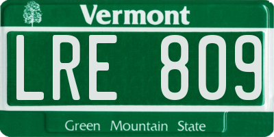 VT license plate LRE809