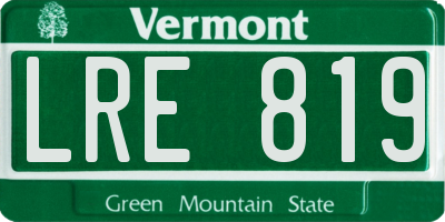 VT license plate LRE819