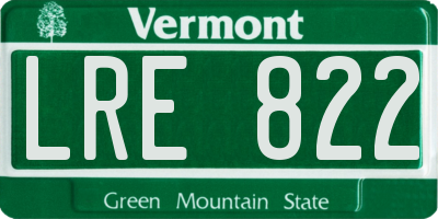 VT license plate LRE822