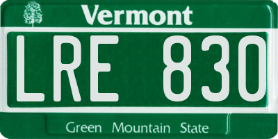 VT license plate LRE830