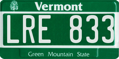 VT license plate LRE833