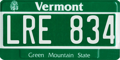 VT license plate LRE834
