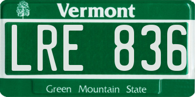 VT license plate LRE836